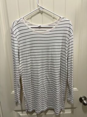 Nordstrom White and Navy Striped Long Sleeve Tunic